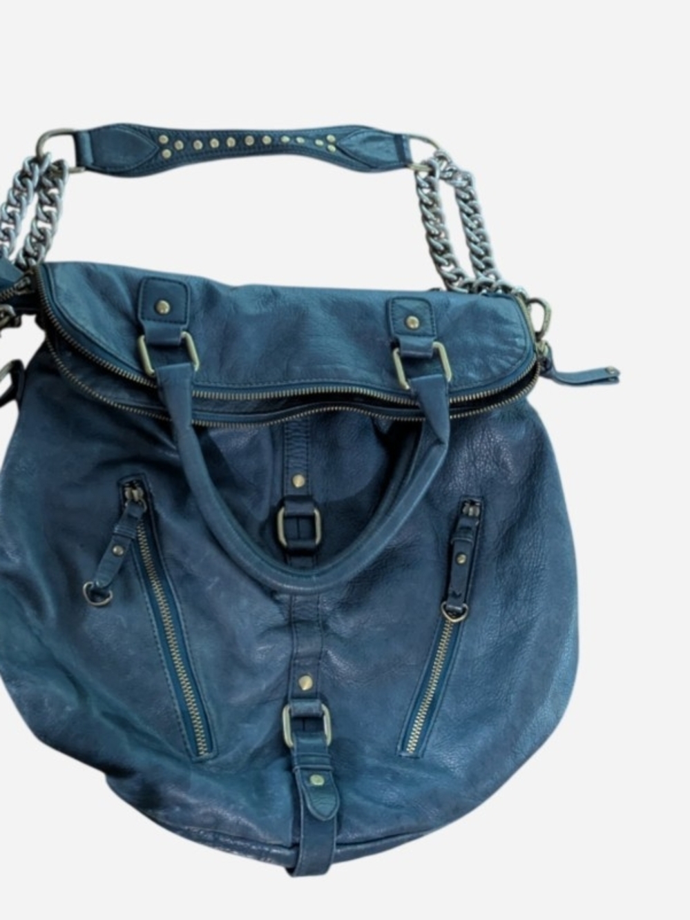 Sabina Blue Shoulder Bag with Chain Strap